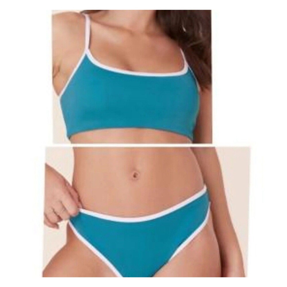 Andie x Mindy Summer Camp Bikini  Top Blue Tahiti L Large Beach Swim Swimsuit